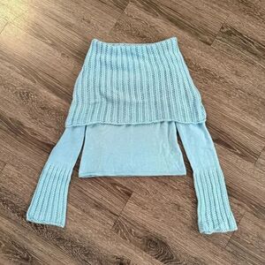 Autumn Cashmere Light Blue Off Shoulder Sweater